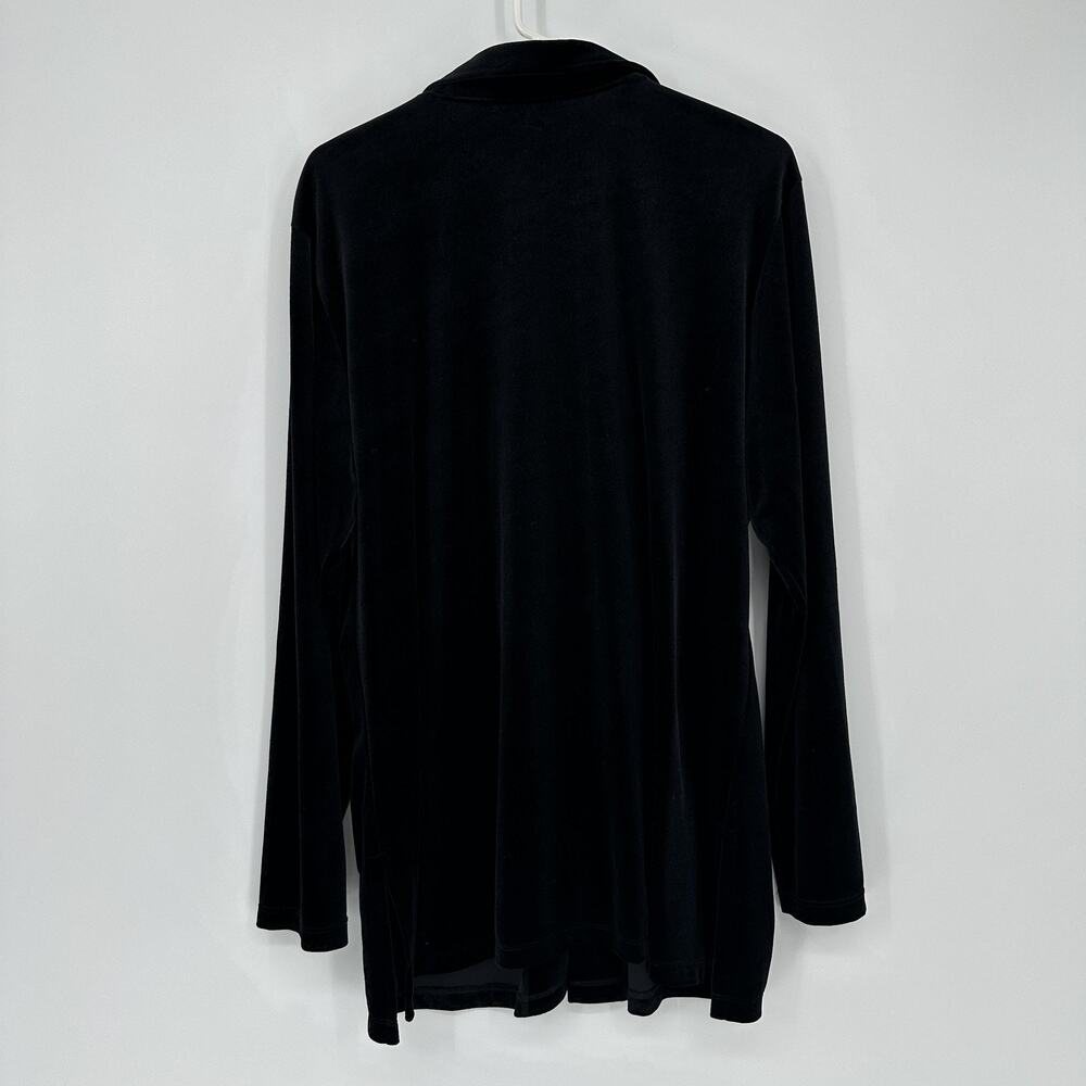 Impressions Black Velvet Button Front Tunic Top Womens L Soft Grunge Boho Glam - Picture 8 of 10